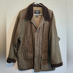 Eddie Bauer Chore Coat Jacket Brown  Corduroy Collar Cuffs Mens L